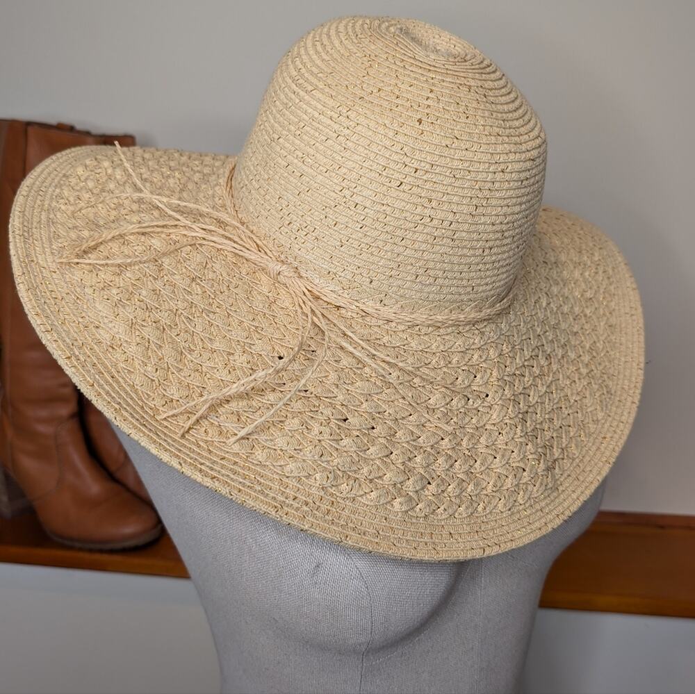 Sun N Sand Woven Floppy Sun Hat With Metallic Accents